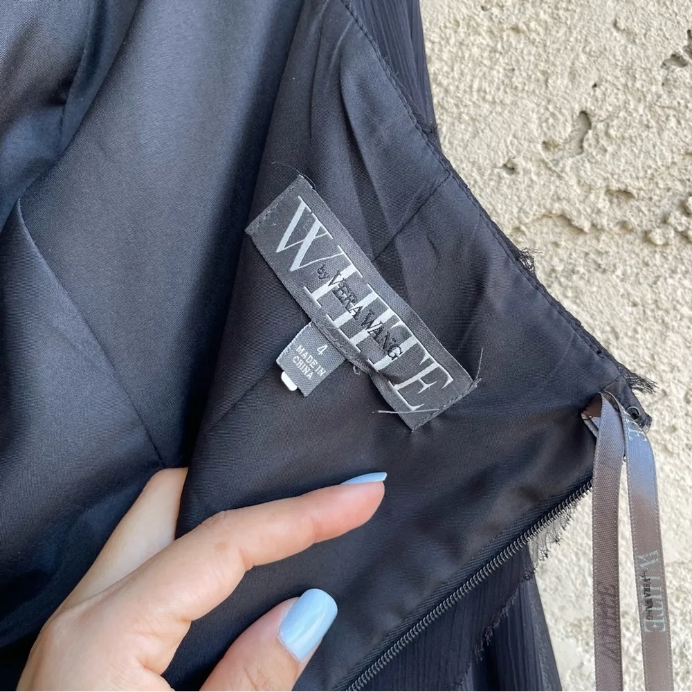 White by  Women’s Black Chiffon Strapless Bridesmaid Maxi Dress Size 4 - Image 2