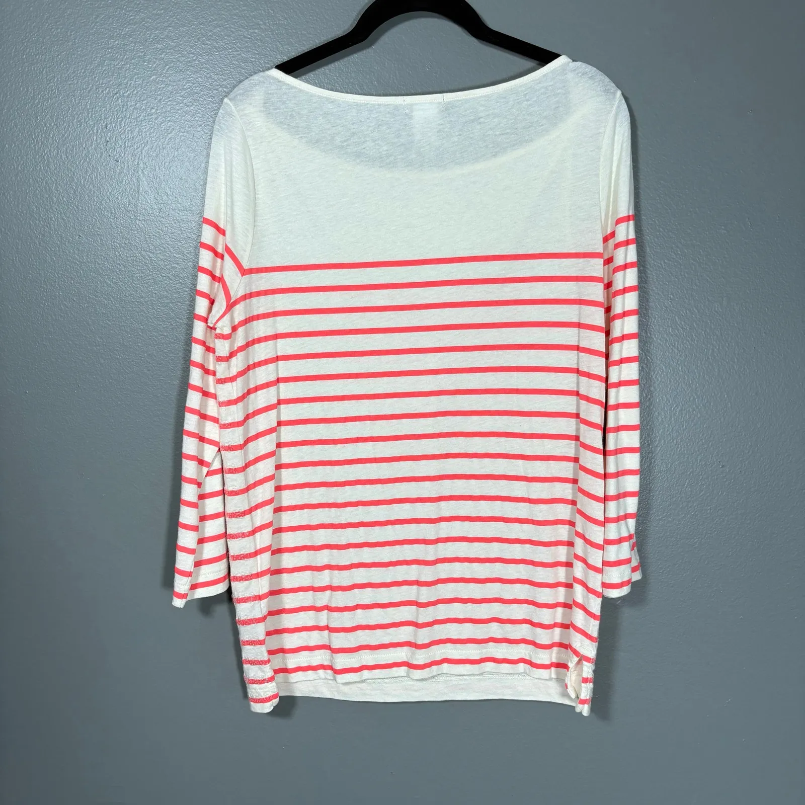 J Crew Collection Women's White/Pink Sequin Striped Preppy T-Shirt - Size Small - Image 6