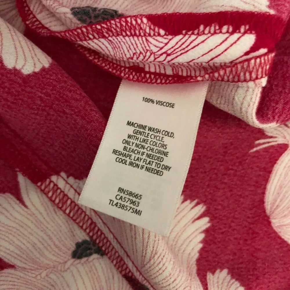 Leith Dress A Line Floral V Neck Mini Red Pink Size XXS - Image 4