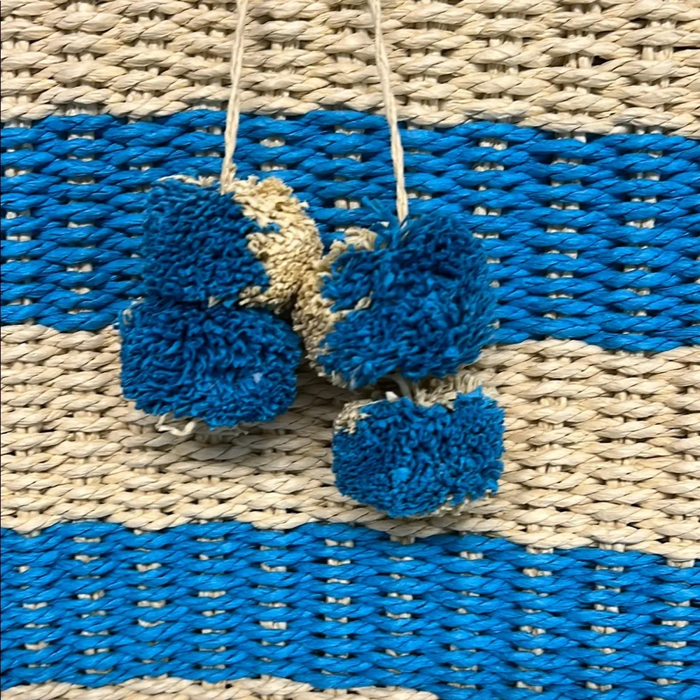 Striped Beach Tote Bag Blue - Image 3