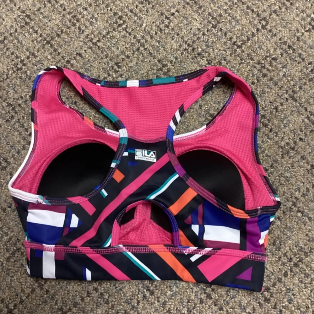 Fila Sport Performance Racerback Pink Black Blue White Sports Bra * Size XS - Image 2