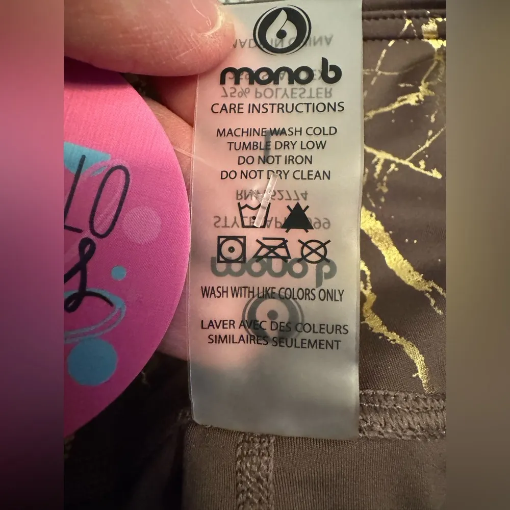 NEW Mono B Women’s Cocoa Kisses Leggings Sz L Yoga Gym Workout NWT w Gold Accent Brown Size L - Image 11