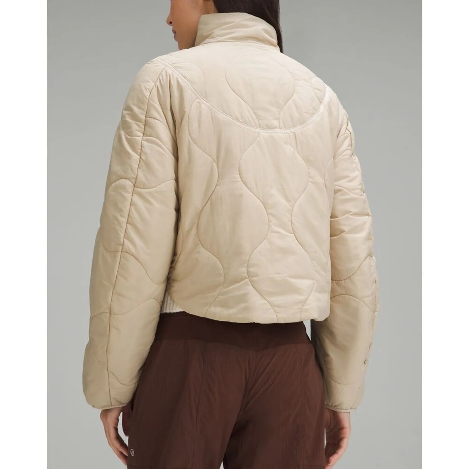 *NWT, Lululemon, Women, Quilted Light Insulation Cropped Jacket, Khaki, sz 12 - Image 2