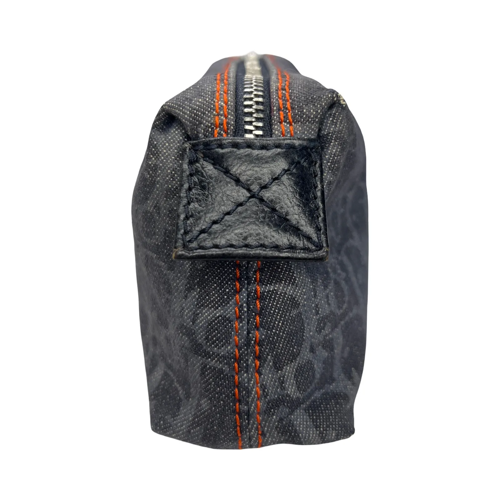 Christian Dior Homme Monogram Flight Pouch Navy Denim Orange Trim Made in Spain - Image 10