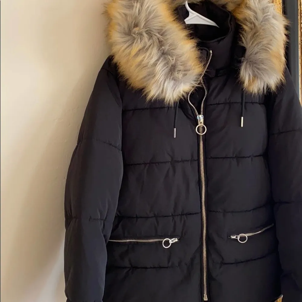 Topshop Faux Fur Hooded Puffer Jacket - Image 3