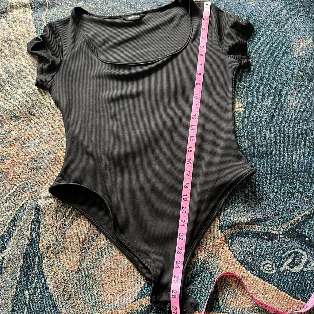 Chicme Black Ribbed Bodysuit Women’s Large Stretch Fitted One Piece Casual Chic - Image 11