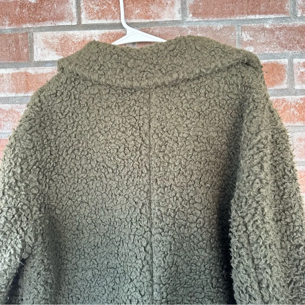Free People So Soft Cozy Oversized Teddy Bear Coat Jacket Size Medium Green - Image 8