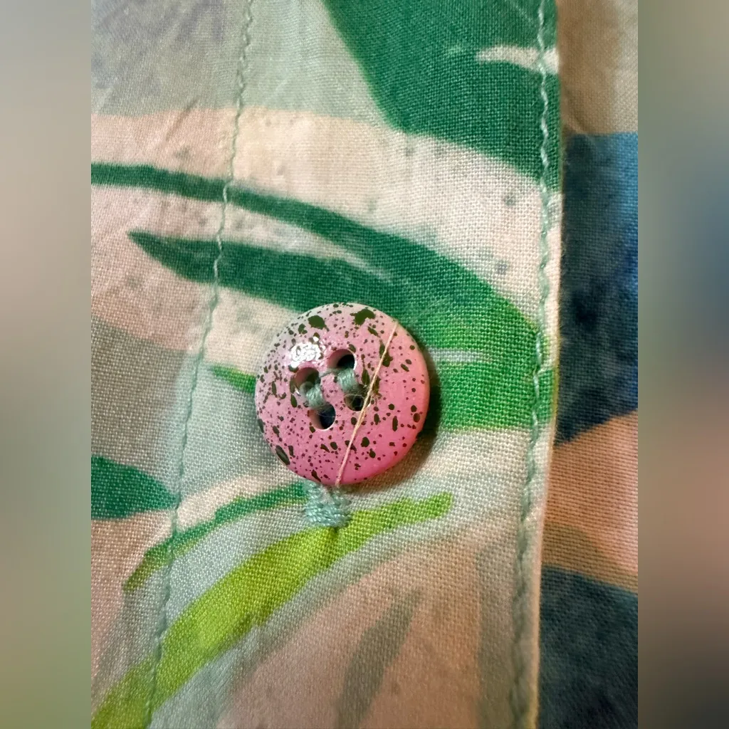 Jams World Crystal Camp Shirt Floral Rayon Hawaiian Colorful Vintage Small - Image 8