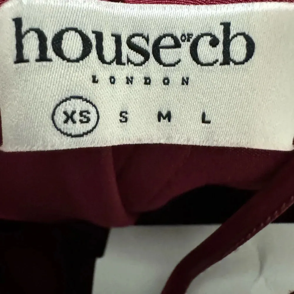 House of CB Nera Corset Dress Wine Satin Draped Red Size XS - Image 6