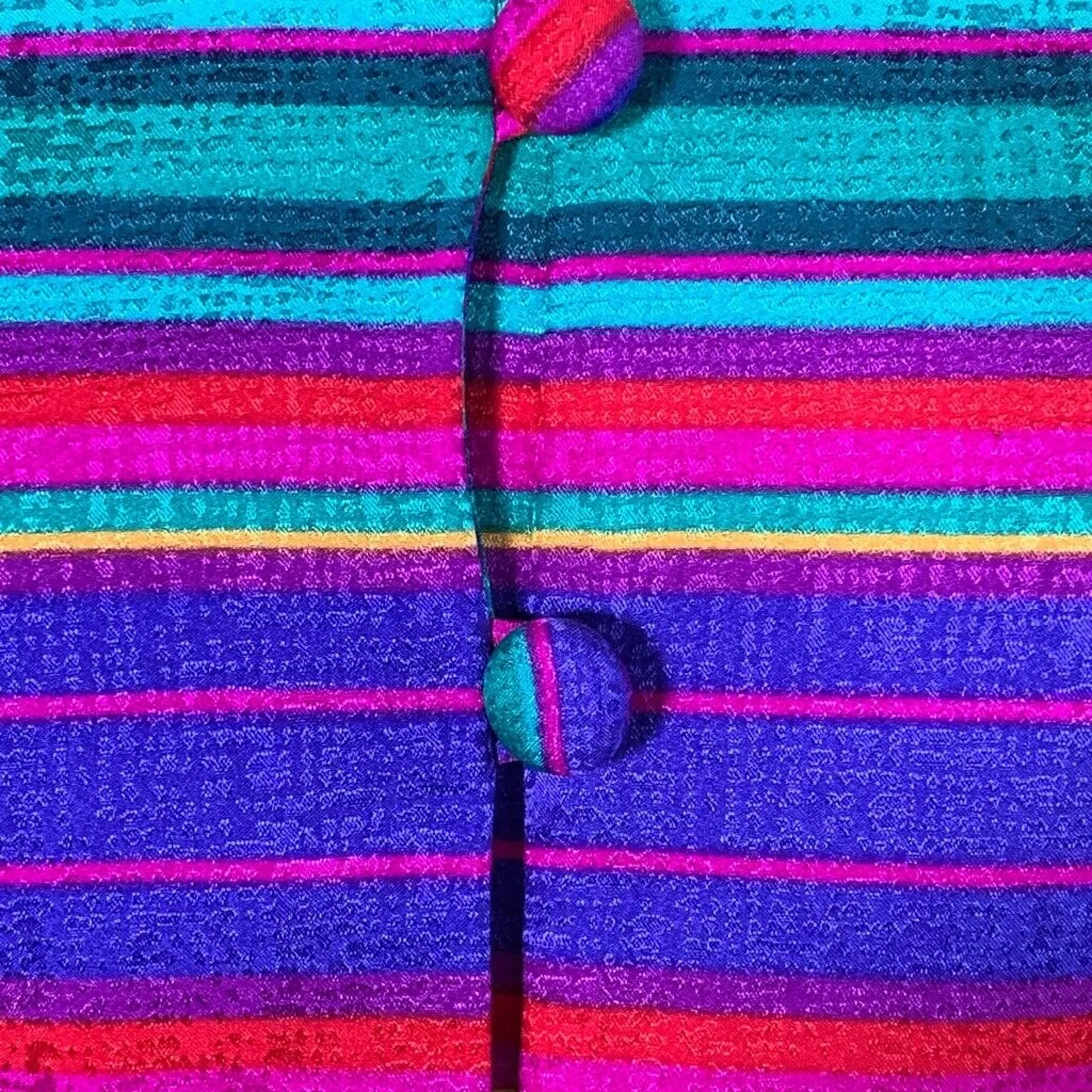 Vintage Adrianna Papell Safe Silk Collarless Striped Jacket Blazer Petite 8P Purple Size 8 - Image 10