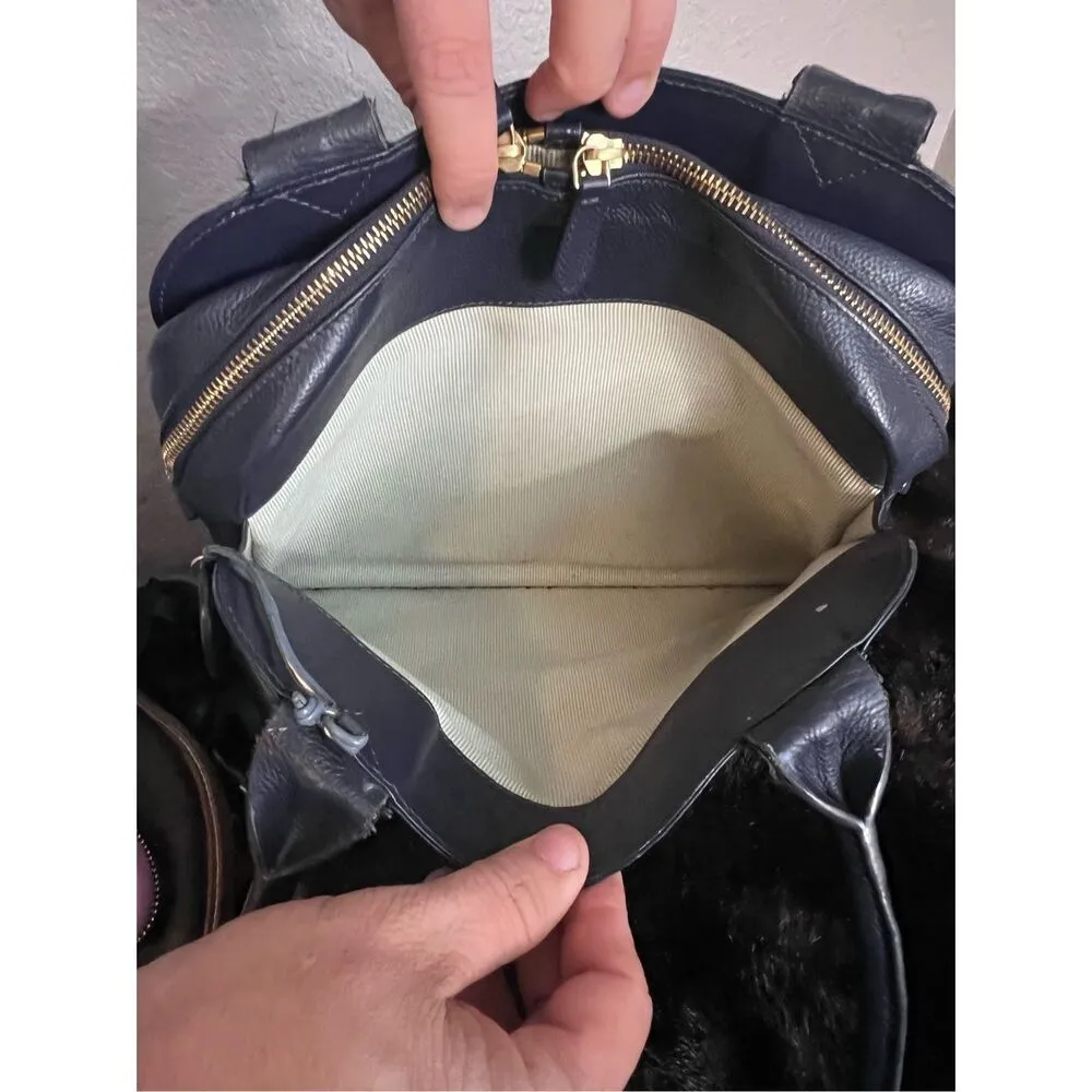 RADLEY LONDON "Millbank" Ink Blue Leather Zip Zip Shoulder Tote Bag - Image 6