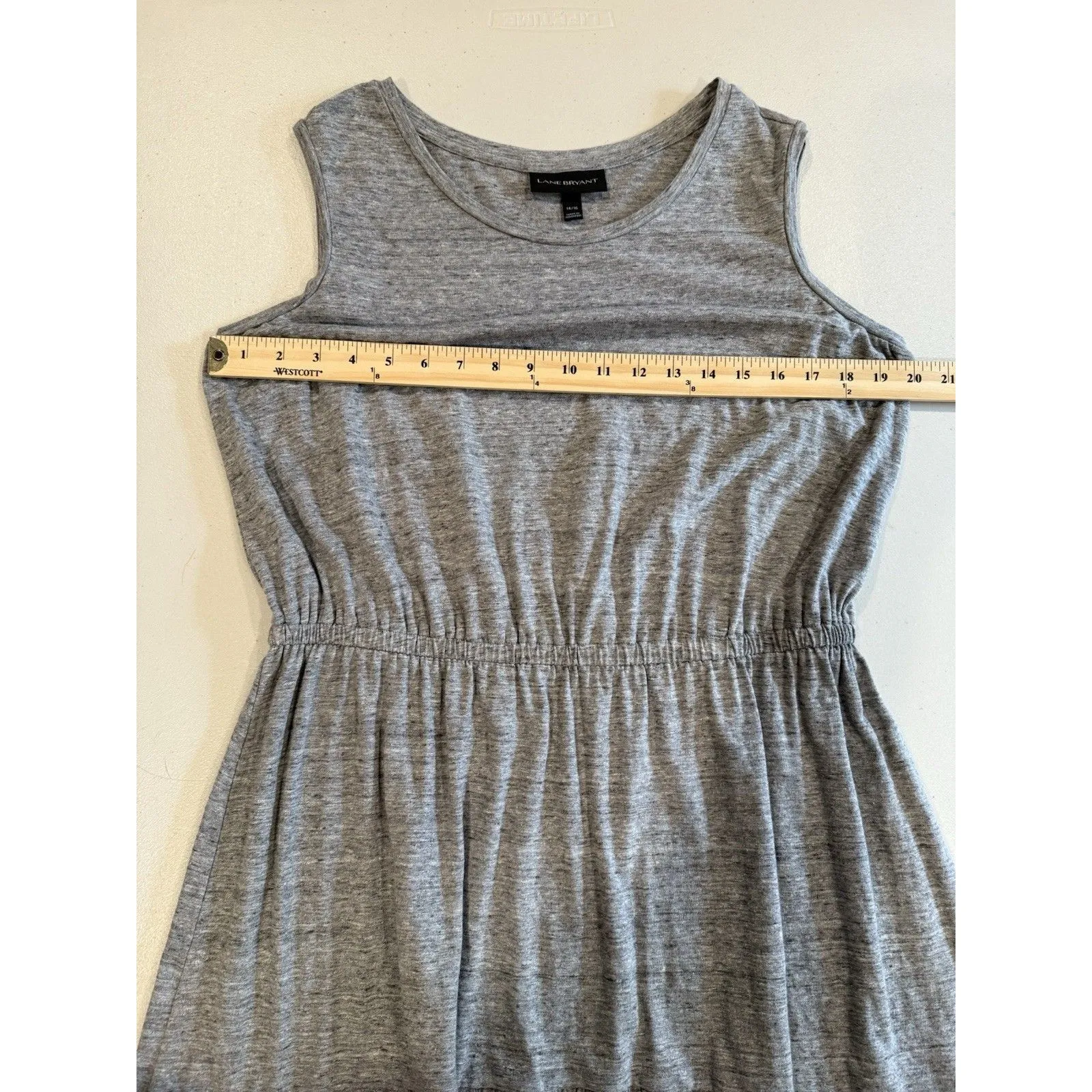 Lane Bryant Tank Dress Womens 14/16 Grey Elastic Waist Ruffle Tiered Sleeveless - Image 4