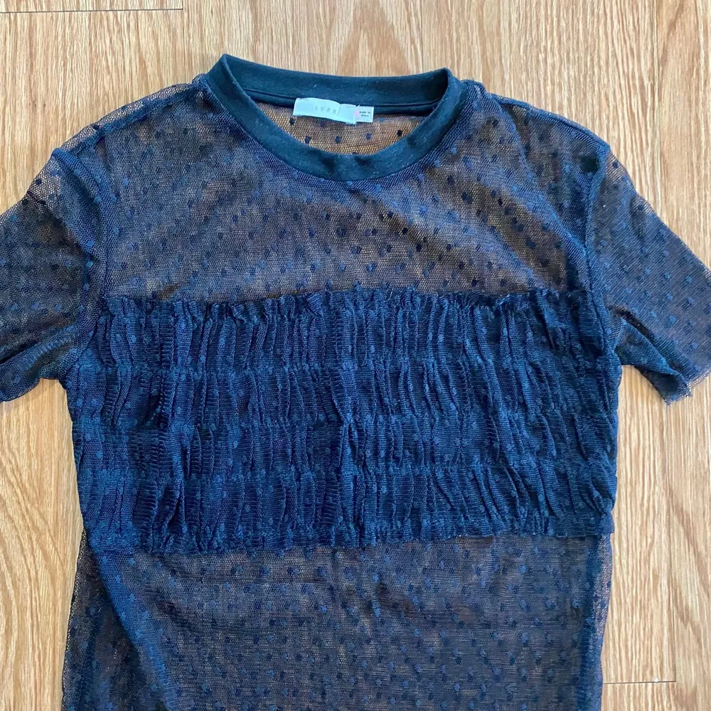 Lush Sheer Black Lace Whimsygoth Polka Dot T-Shirt Blouse Womens Small - Image 3