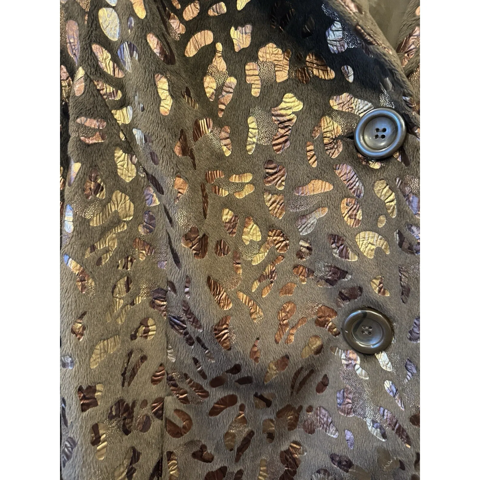 ERIN Jacket Women's Size 1X Brown Logo Buttons‎ Front & Pockets Animal Print - Image 2