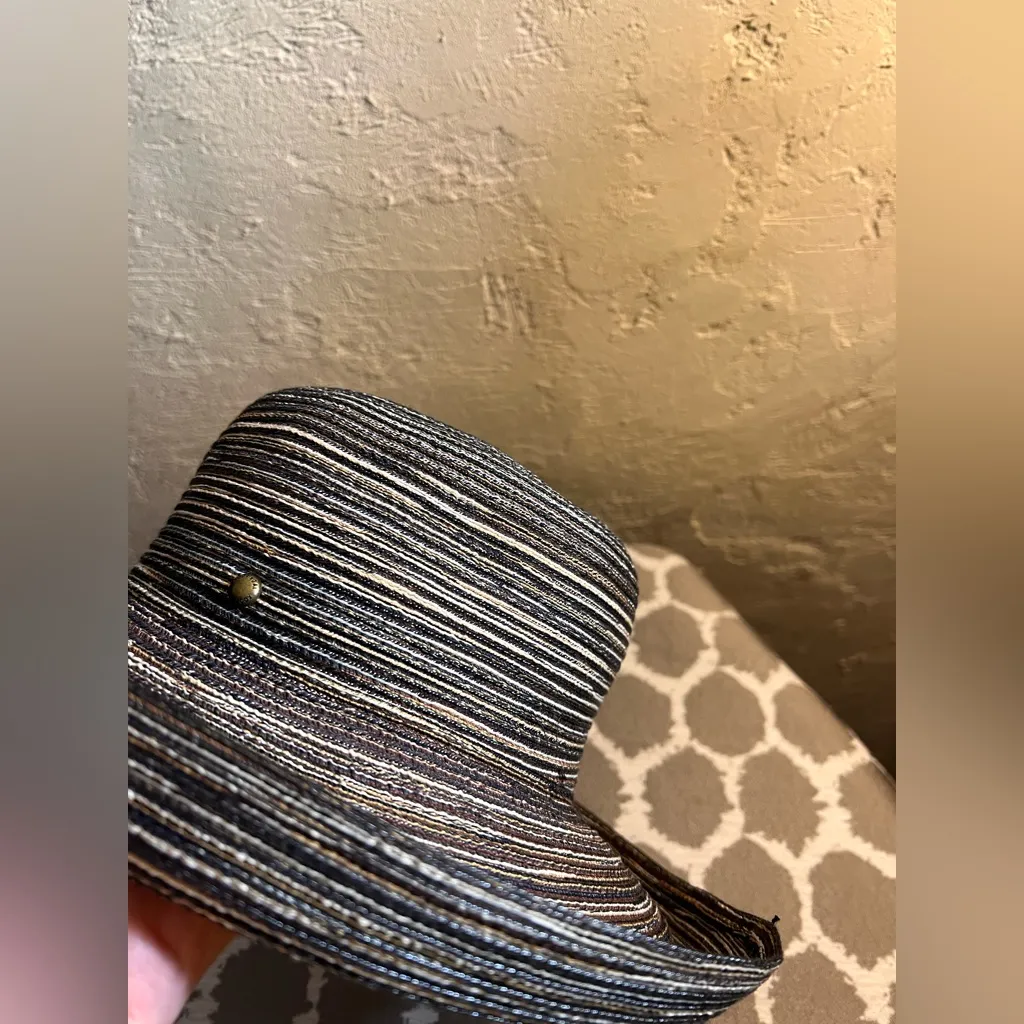 Kooringal Striped Black Brown Taupe Women's Hat made in Australia sized 58cm - Image 7