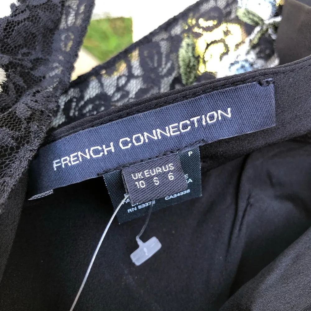 NWT French Connection Abriana Embroidered V Neck Black Dress 6 - Image 11