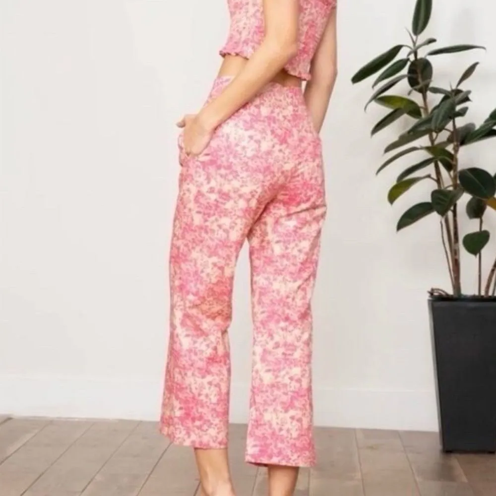 Lucy Paris Kinsey Pink Cream 100% Cotton Ankle Pants Women’s Small - Image 2