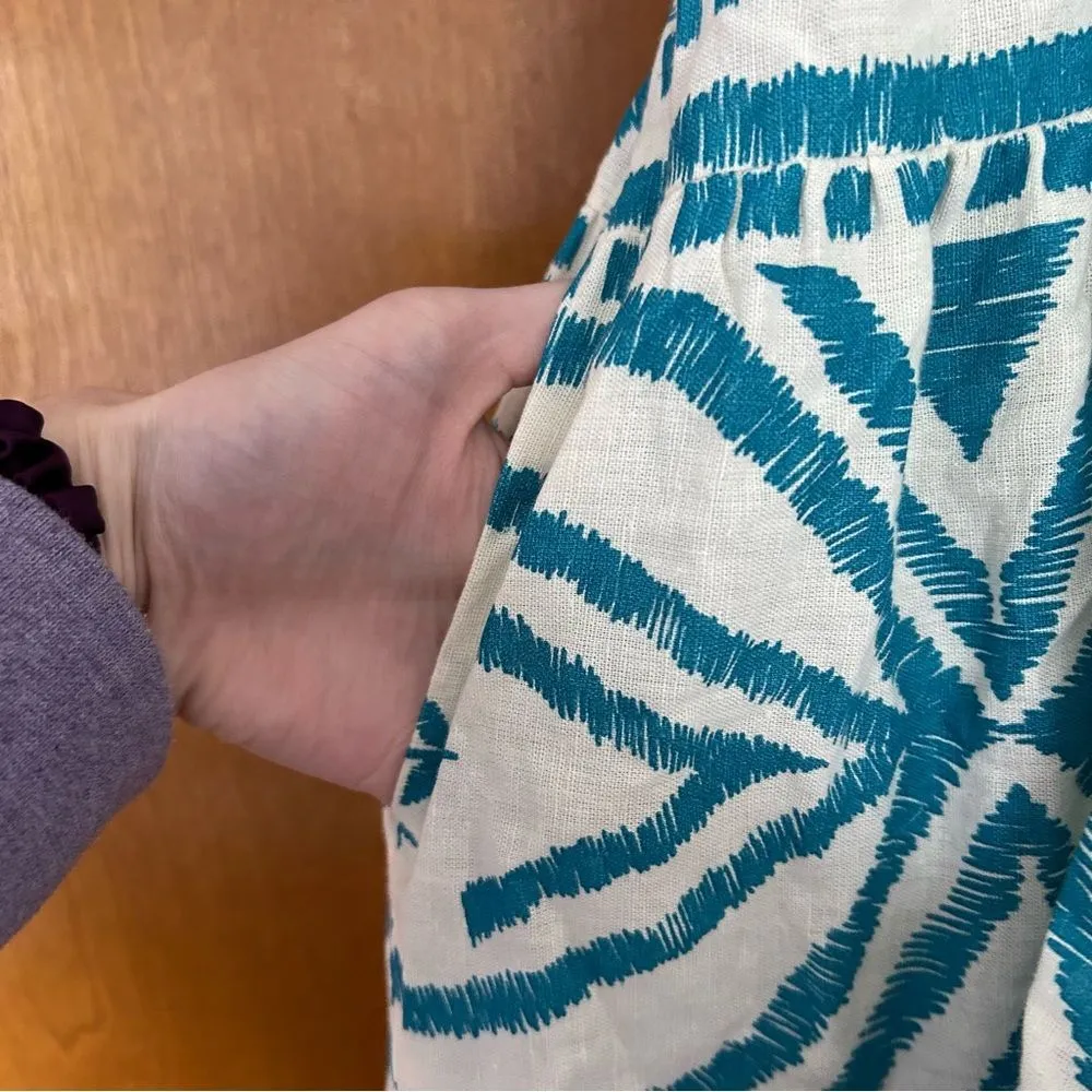 Omika Ila Mini Dress Puff Sleeves Pockets in Jolie Lagoon Size XS Vacation Blue - Image 10