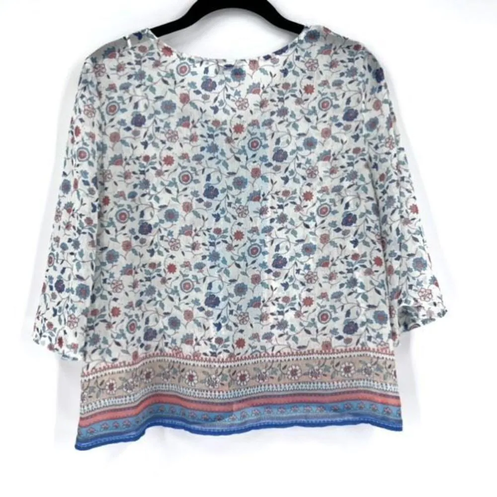 Abbilene Bohemian Flowy Mixed print‎ peasant blouse small cottagecore floral - Image 2