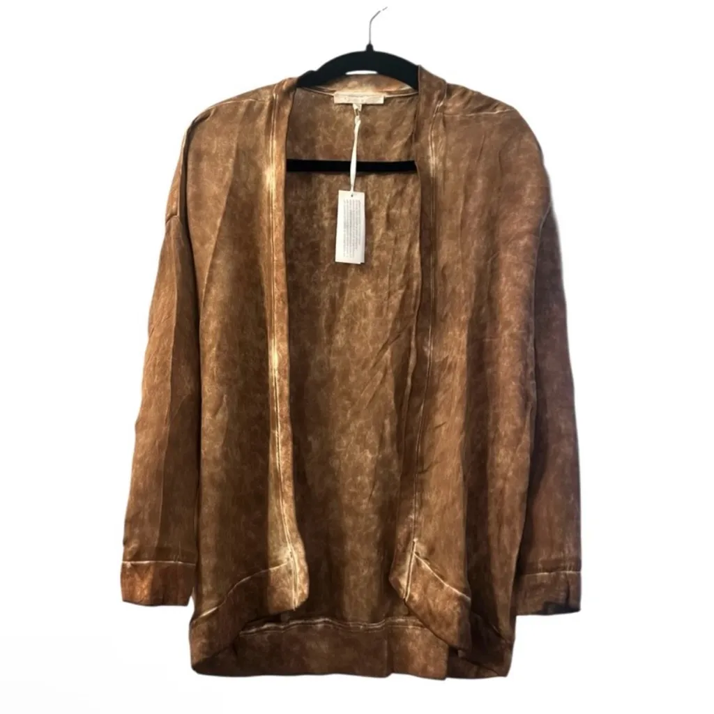 NWT Revolve x Gold Hawk 100% Silk Cardigan Pecan Brown Oversized Size XS - Image 3