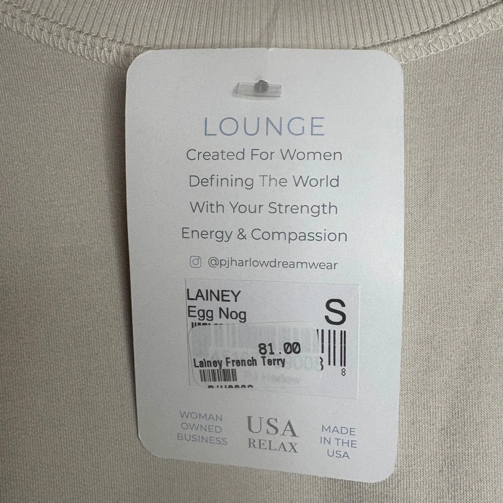 PJ Harlow Lainey Egg Nog French Terry Pullover Lounge Top Side Slit - S - Image 3