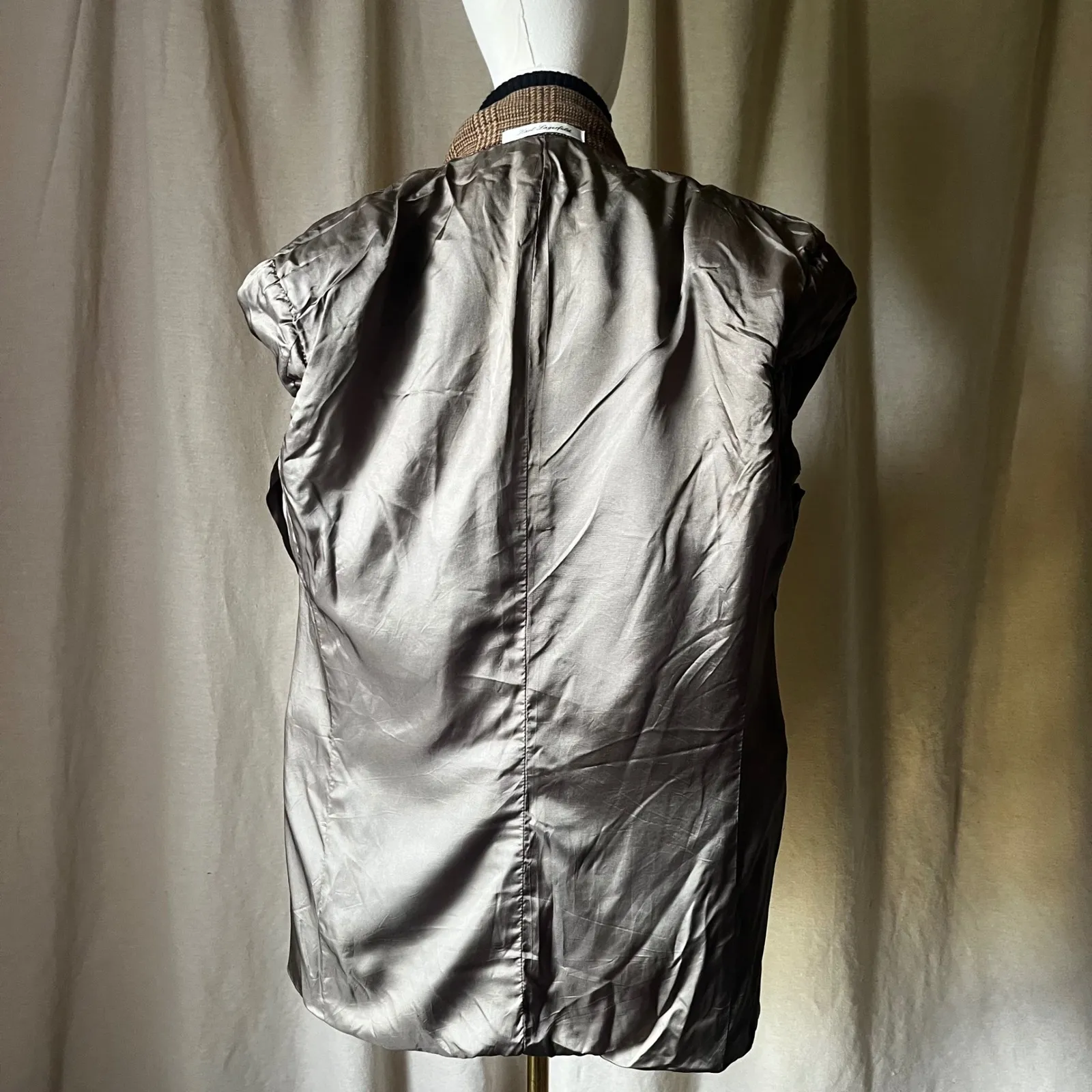 Vintage Karl Lagerfeld Paris Glen Plaid Wool Blazer Brown Check Tweed 80s - Image 9