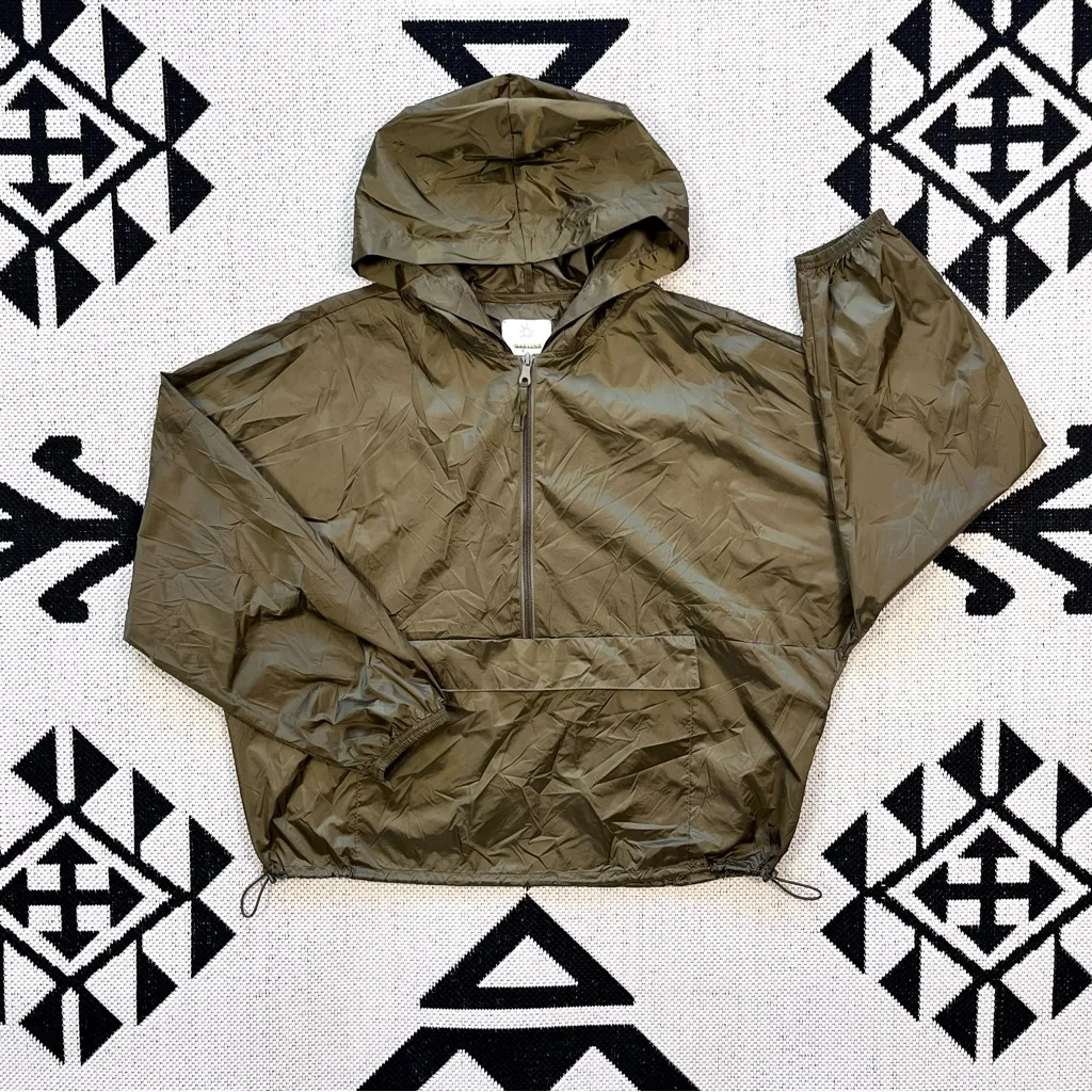 Aerie  OFFLINE Shine Windbreaker in Olive Green Size Medium - Image 6