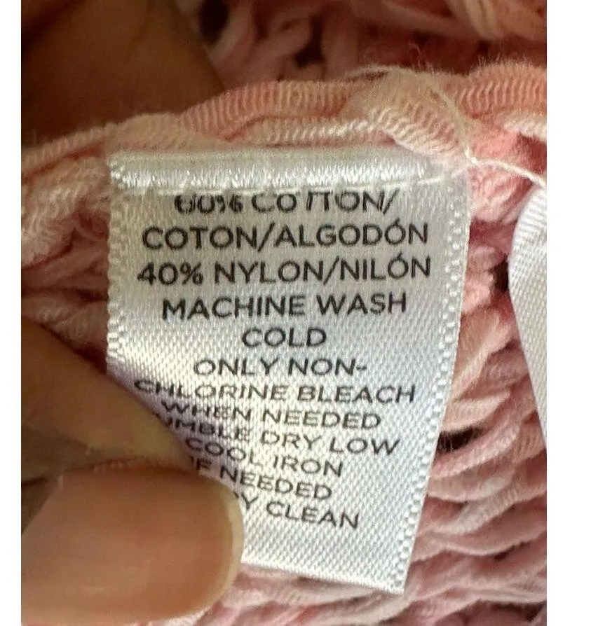 Lou & Grey Pink Open Knit Sleeveless Sweater Vest Top Size S Cotton/Nylon - Image 6