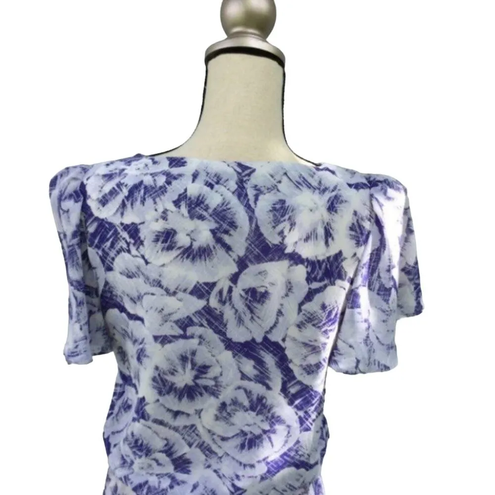 New Raves Vintage Size 3/4 Blue Floral Maxi Long Dress Periwinkle Flowy Chic - Image 13