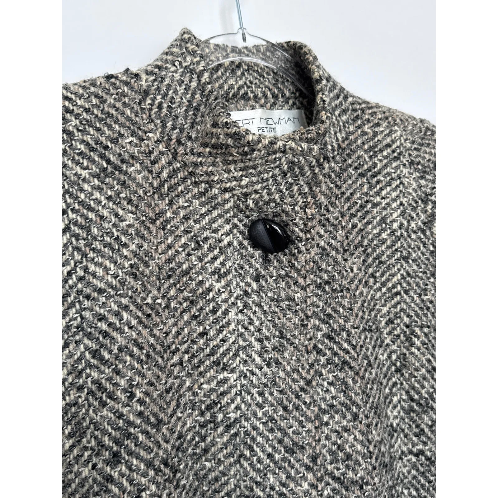 1970s Bert Newman petite tweed wool coat size Large Petite Gray - Image 6