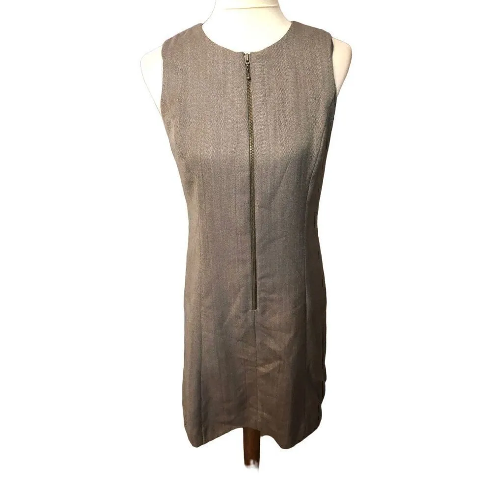 Rafaella pure wool sheath gray taupe front zip accent sheath career dress Size 4 - Image 2