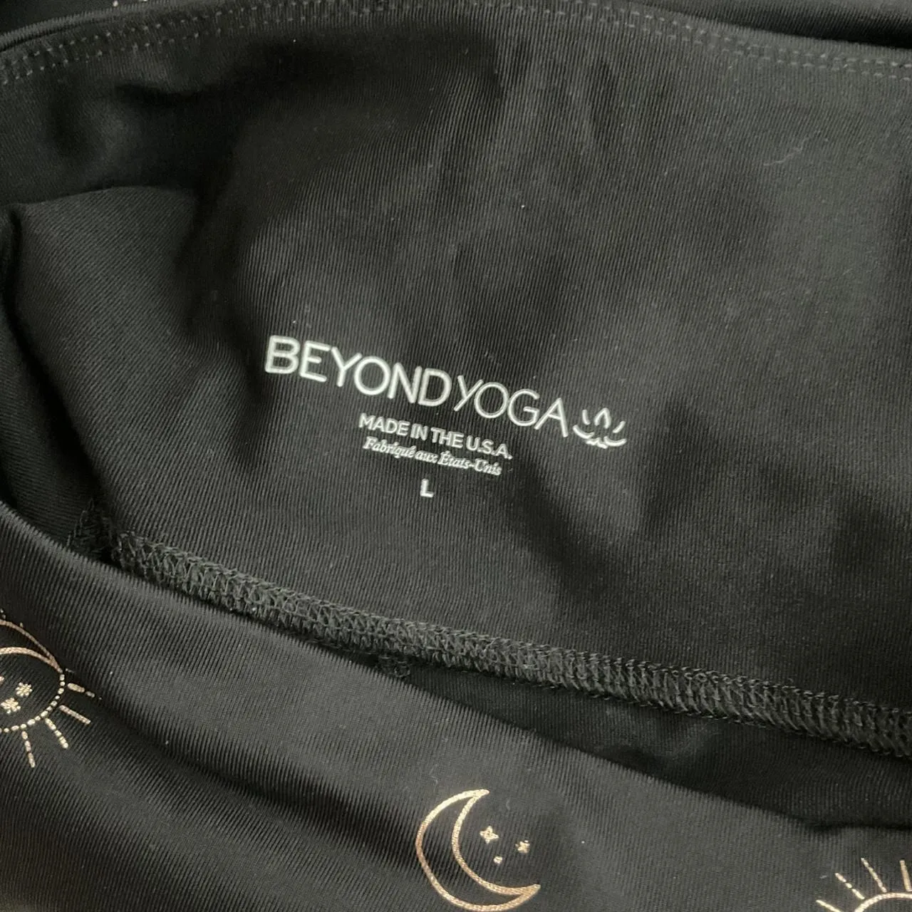 BEYOND YOGA Sun & Moon High Waisted Midi Legging Black Rose Gold Size Large - Image 5