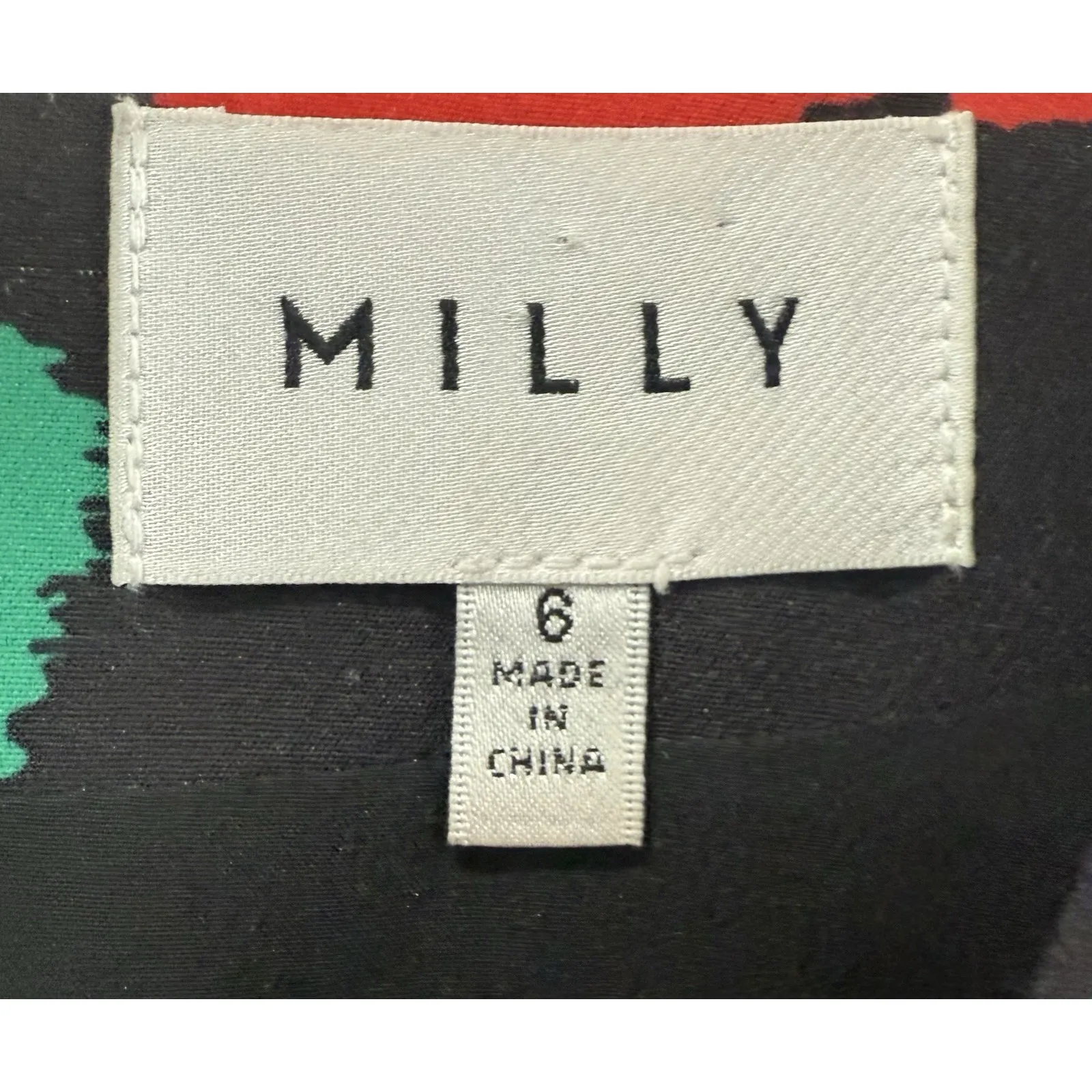 Milly Atalie New York Poppy Print Sheath Cady Dress Black Short Sleeve Sz 6 $325 - Image 5