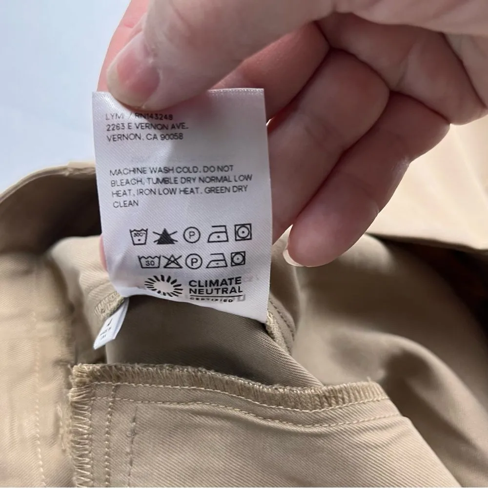 Reformation Mason Wide Leg Tencel Lyocell Pants Beige High Waist Trouser 4 *FLAW - Image 4