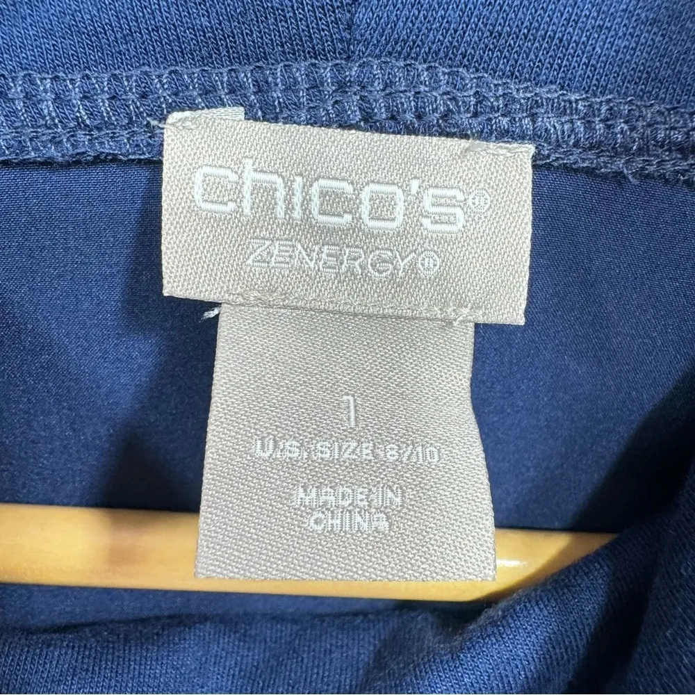 Chico’s Zenergy Mixed Knit Pullover Long Sleeve Top in Tonga Navy Blue 1/M - Image 13