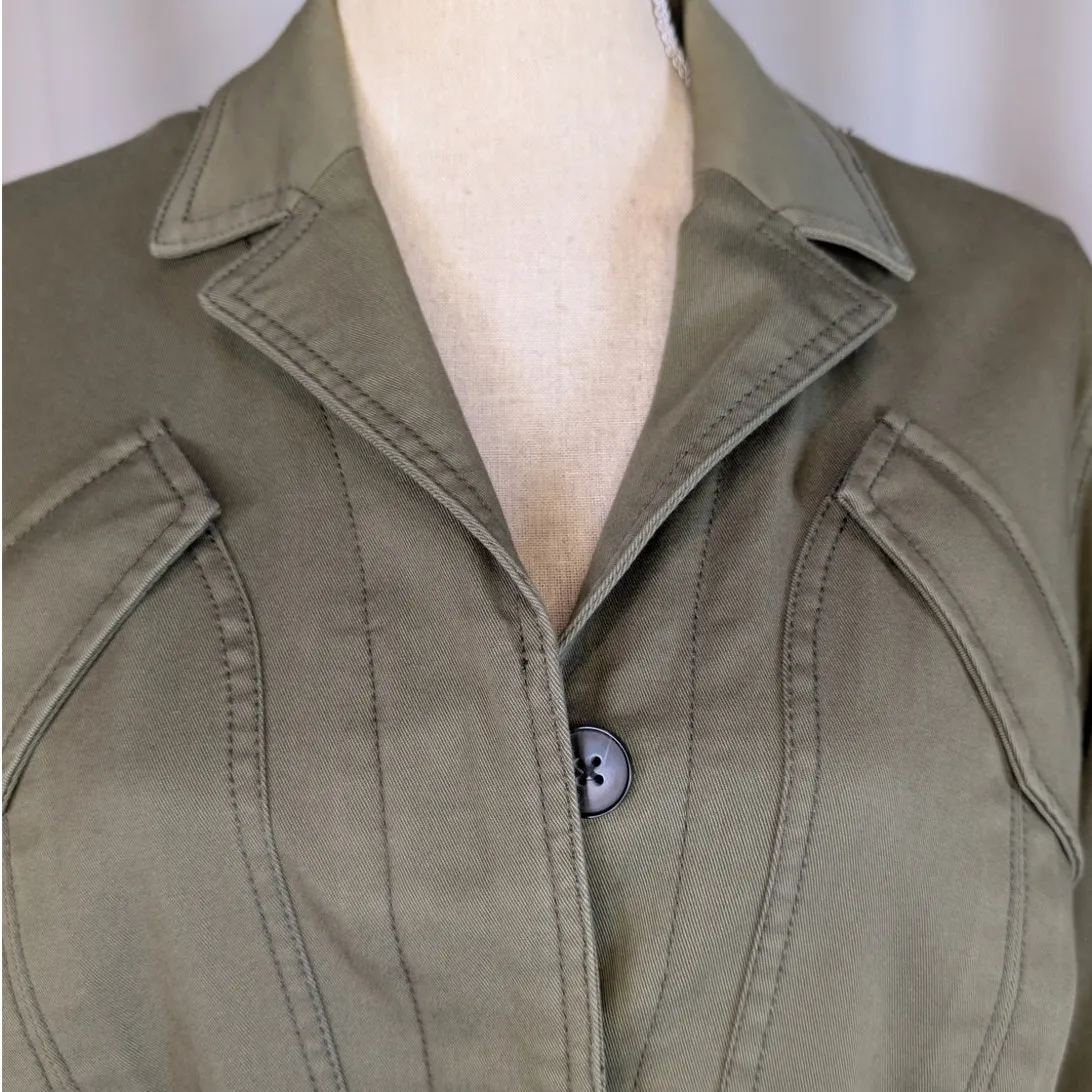 Derek Lam 10 Crosby Gwen Field Jacket Olive Green Cropped Utility Size 2 - Image 12