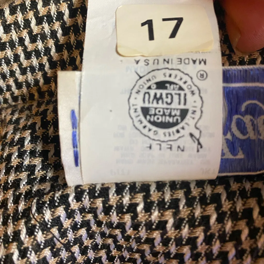 Vtg Leslie Fay Cropped Herringbone Jacket with Faux Pocket Detail Size 14 - Image 7