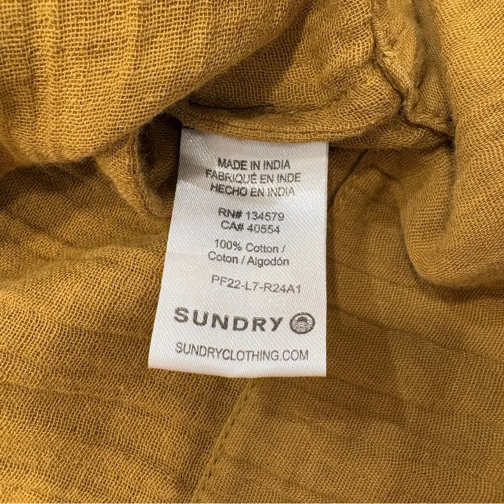 🌟SUNDRY🌟 SHORT SLEEVE EMBROIDERED COTTON GAUZE BEACH DRESS BROWN SZ 1 OR M - Image 9