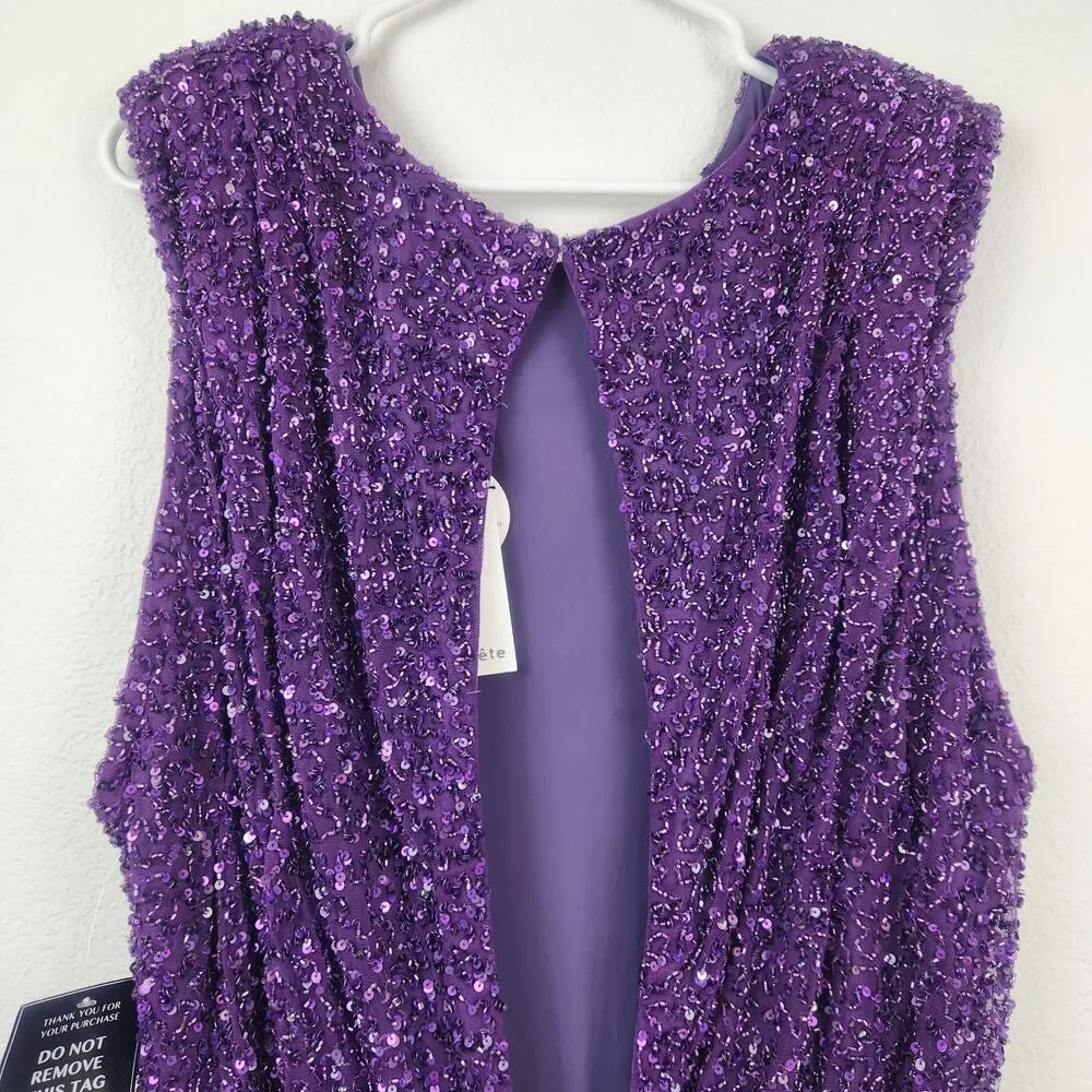 Retrofête Retrofete Berline Sequin Mini Dress Purple Size XL Open Back NWT - Image 7