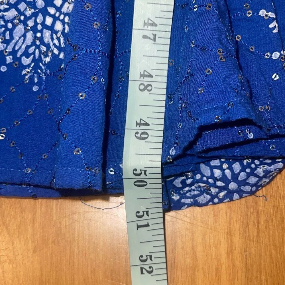 Rubyyaya Womens Beaded Pleated Tiered Snowflakes Julieta Maxi Dress Blue Size Sm - Image 14