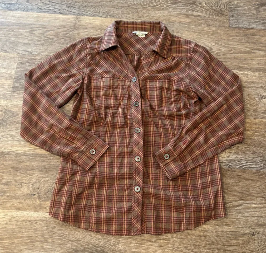 Royal Robbins Performance Flannel Plaid Button Down Shirt Women’s Medium Outdoor - Image 1