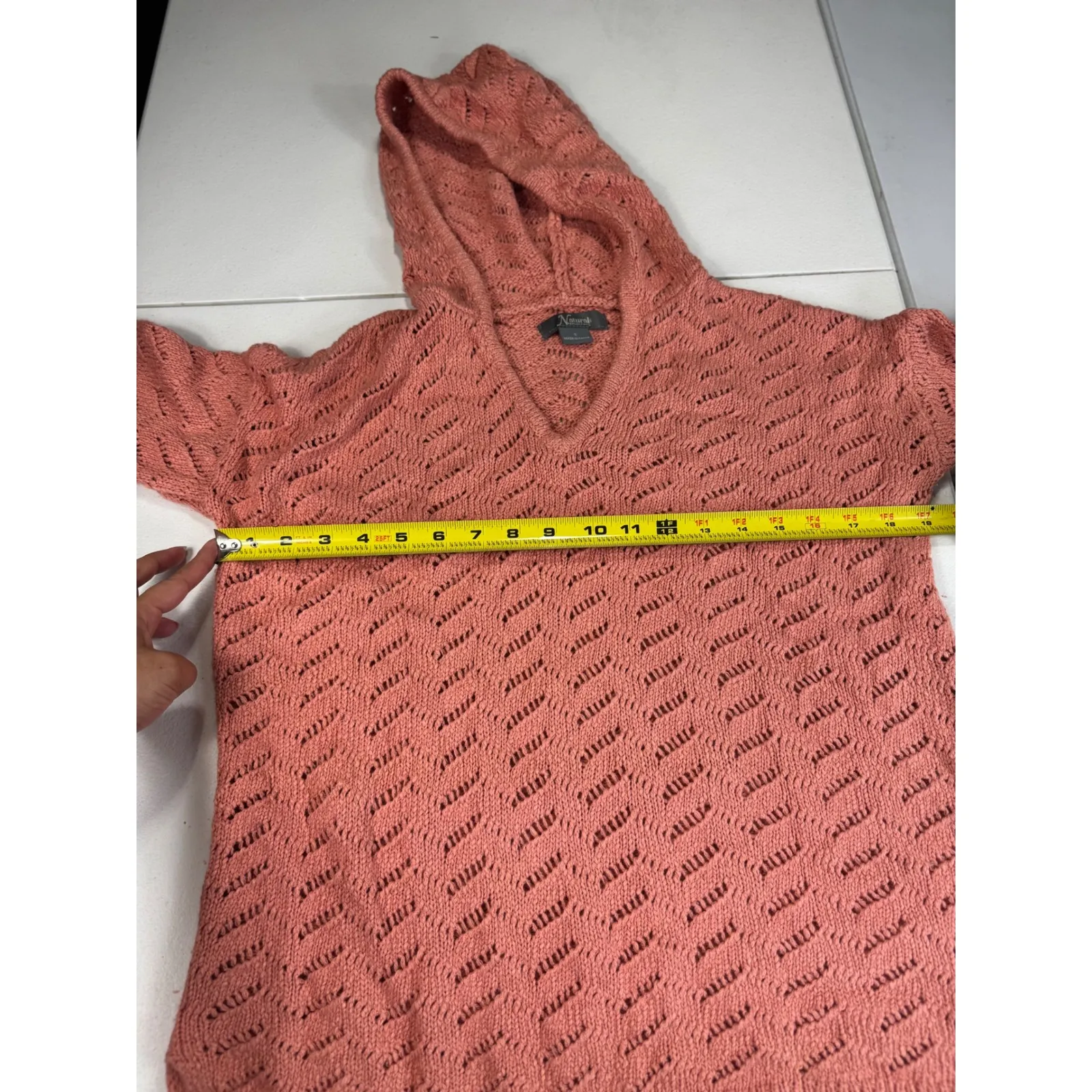 Naturale Reflections Women's Knit Hooded Sweater Salmon Orange S - Image 4