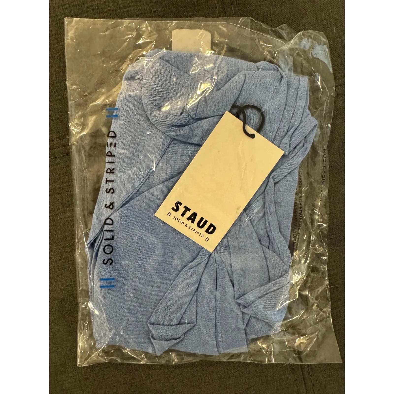 STAUD x Solid & Striped NWT Sky Blue Gauze Baia Tube Tie Front Wrap Top Medium - Image 4