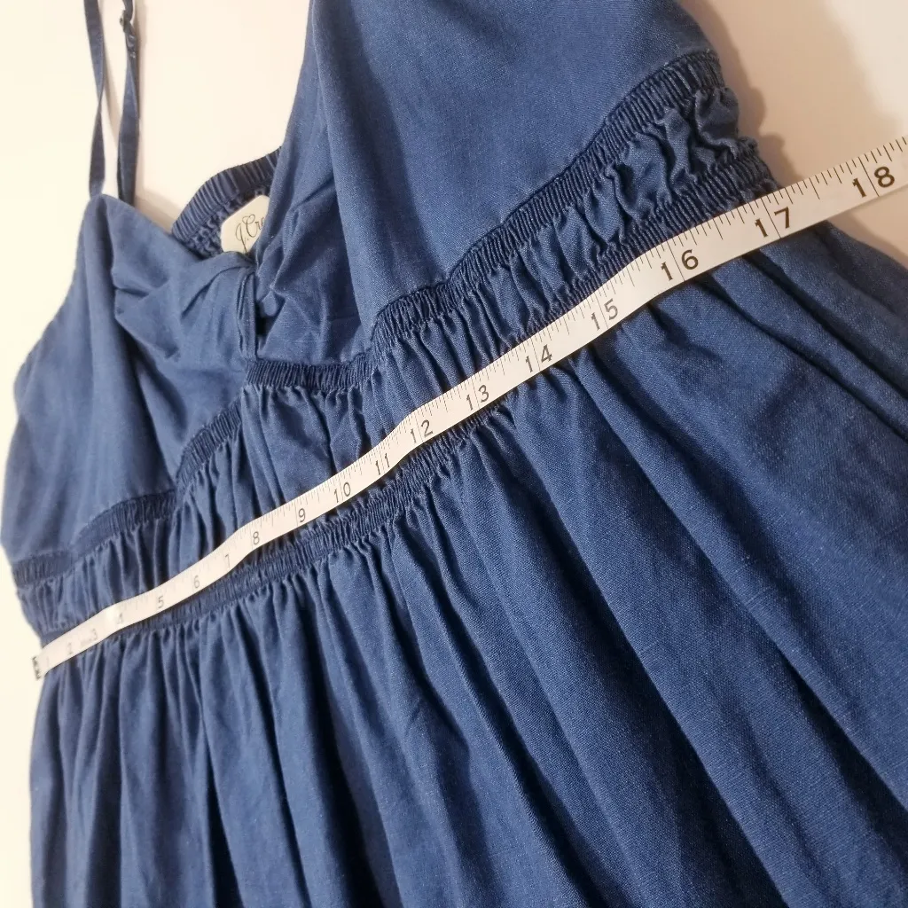 J. Crew Blue Chambray Smocked Dress Cotton Linen - Image 6