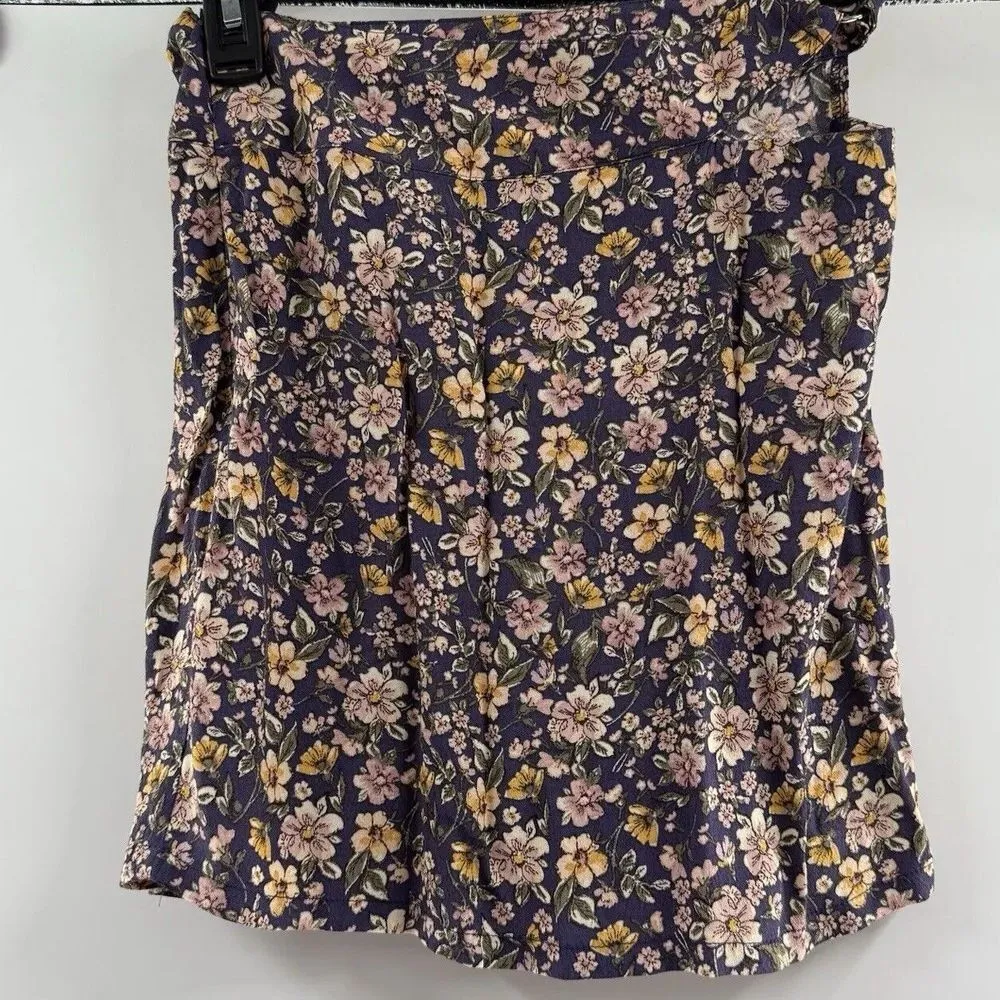 Elodie Skirt Womens S Purple Floral Cutout Flat Front Side Zip Short Length Mini - Image 4