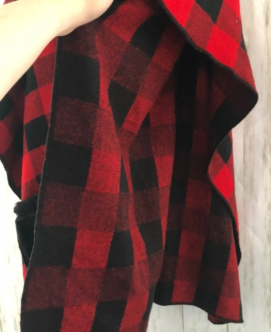 Plaid Poncho Sweater - Image 4