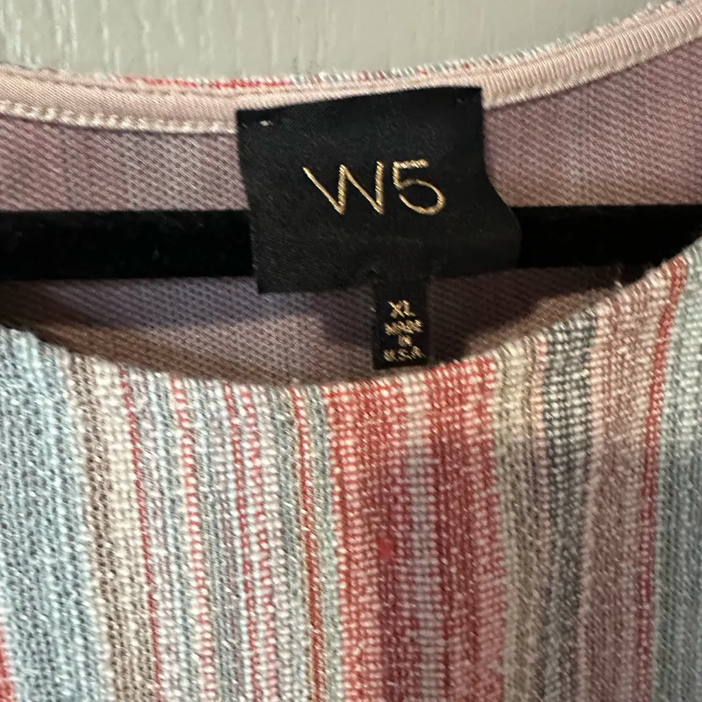 W5 Pink and Gray Striped Tie-Front Top Beachy Vacation Casual - Image 2