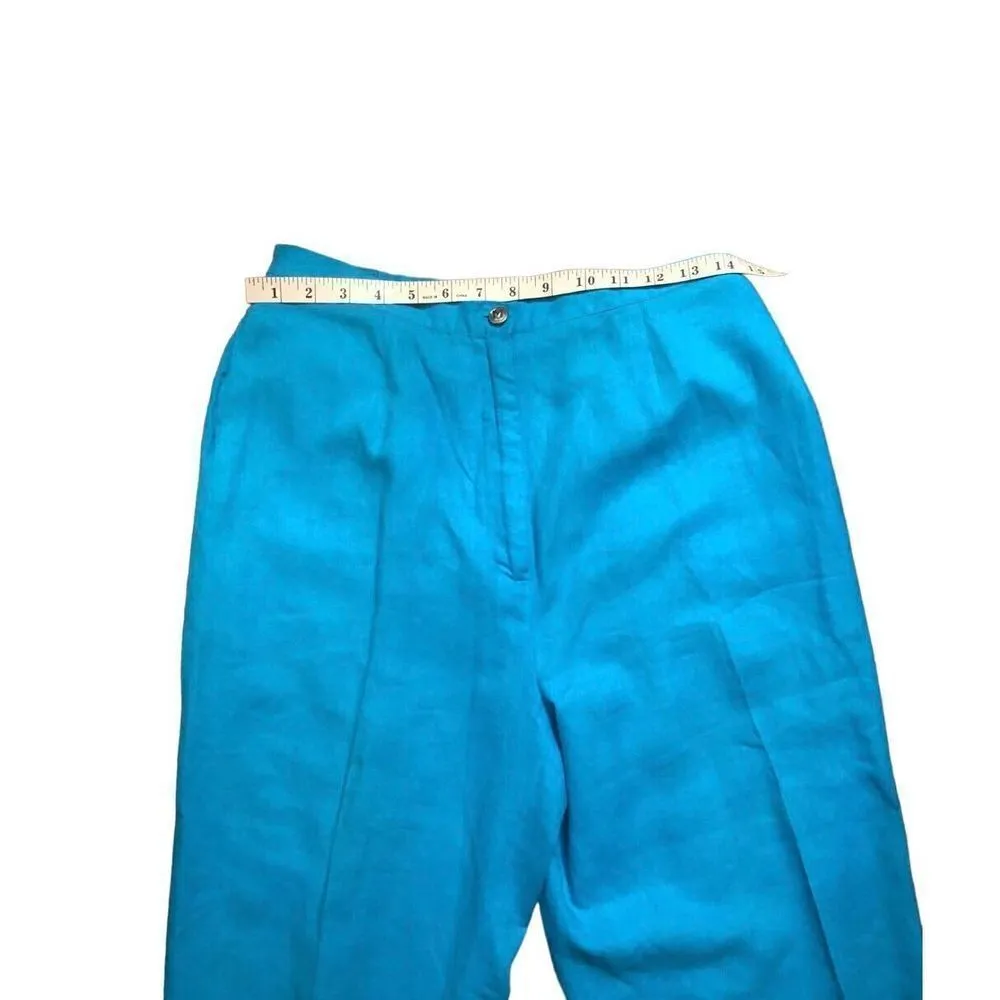 Bob Mackie Wearable Art turquoise pants with seahorse embroidered on right leg - Image 9