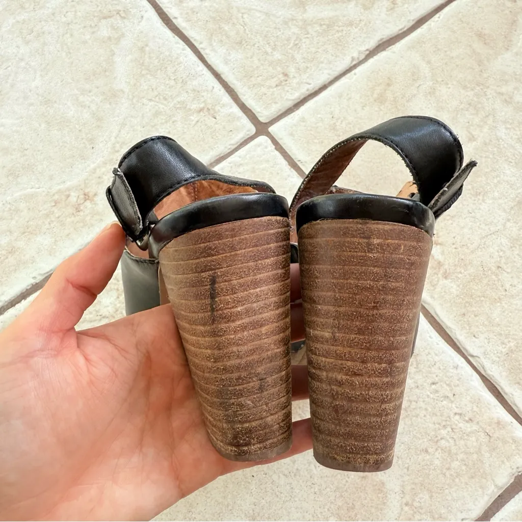 Madewell  Black Leather Edmund Slingback Ankle Strap Heeled Clogs 6.5 - Image 3