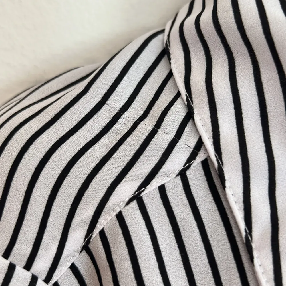 Petite Slim Fit Black and White Striped Portofino Shirt - Image 10